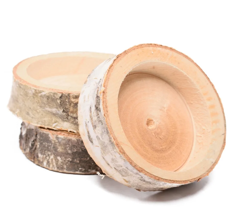 Brezová miska – základ na aranžovanie, pod sviečku, priemer 10 – 13 cm, hrúbka 3 cm, s otvorom