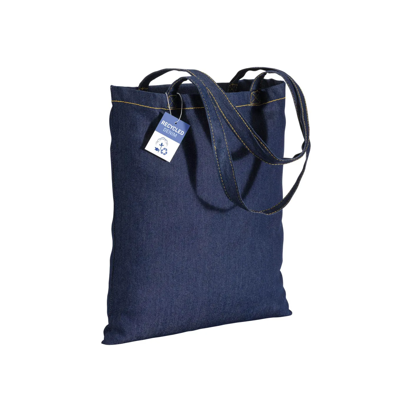 Rimini 180 – Nákupná taška z recyklovanej bavlny denim 80 g/m2, dlhé rúčky