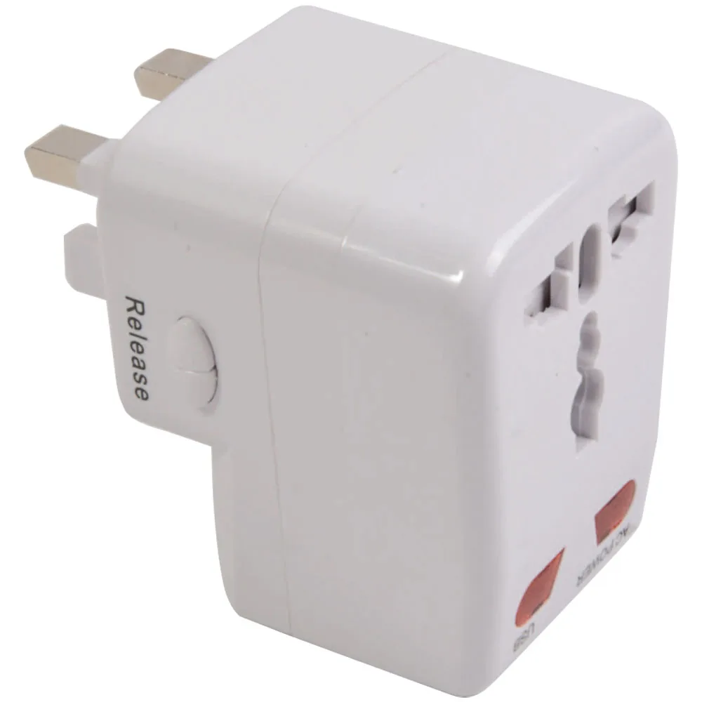Univerzálny adaptér s USB portom. Vstup 100-125 V 6 A alebo 220-250 V 6 A