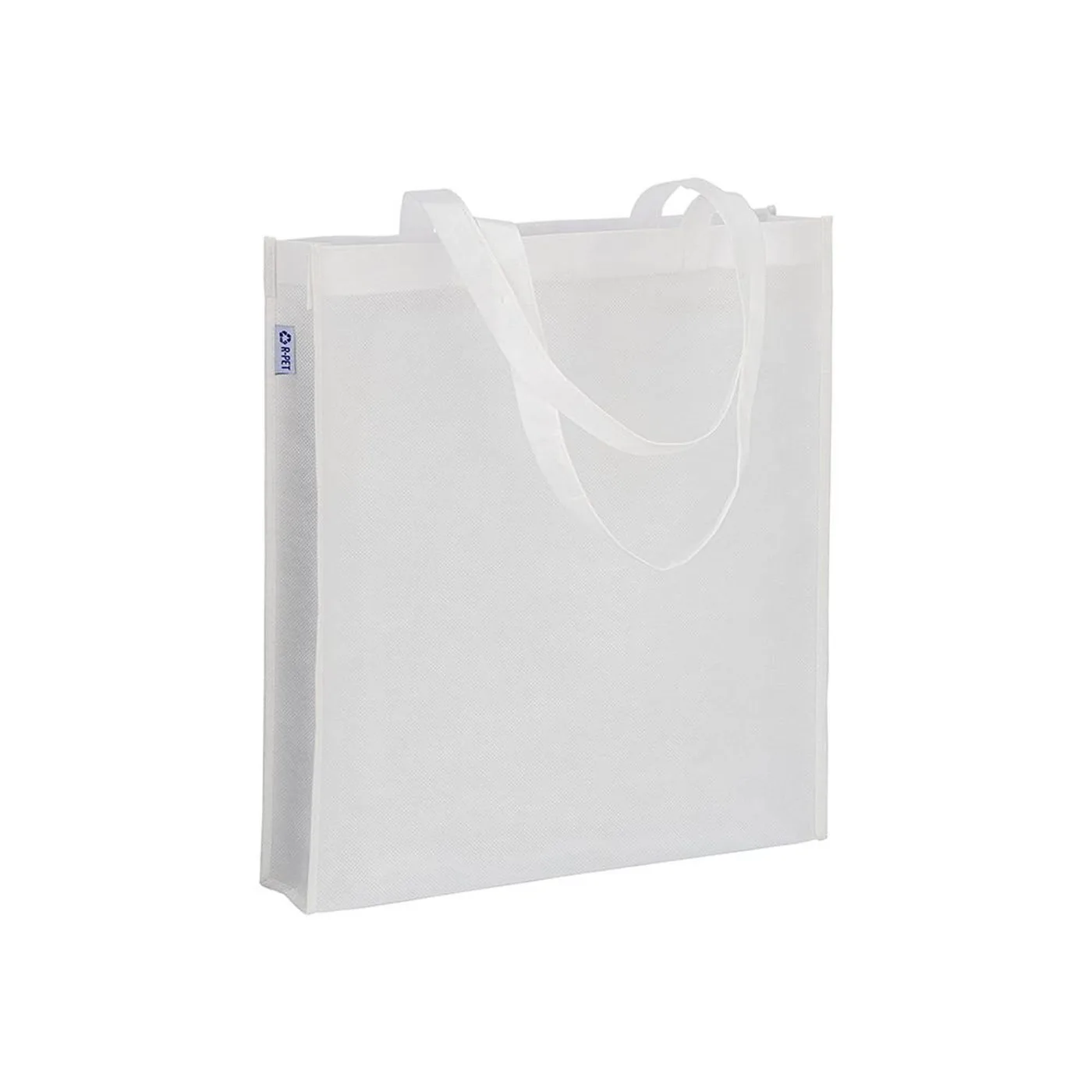 Sirmione – Nákupná taška z R-PET 80 g/m2 s 65 cm dlhými rúčkami a dnom