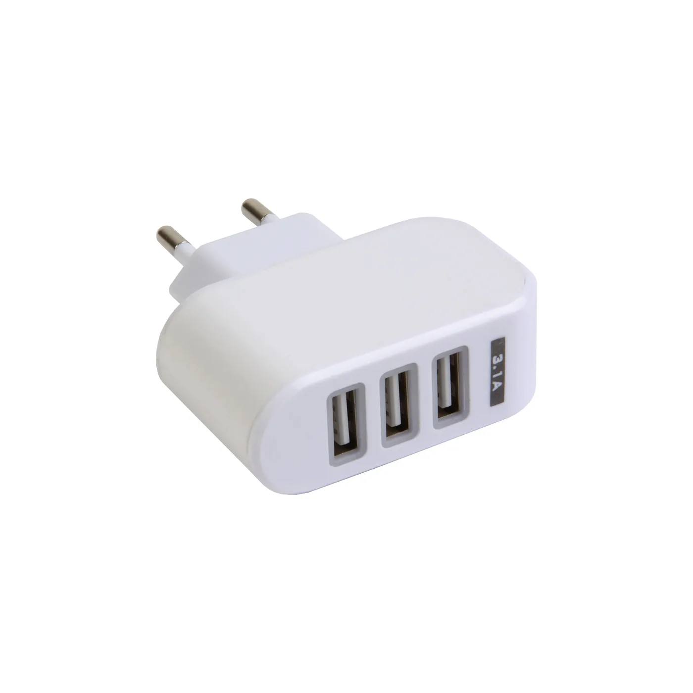 Plastová sieťová USB nabíjačka s 3 portami (5 V / 1000 mA každý)