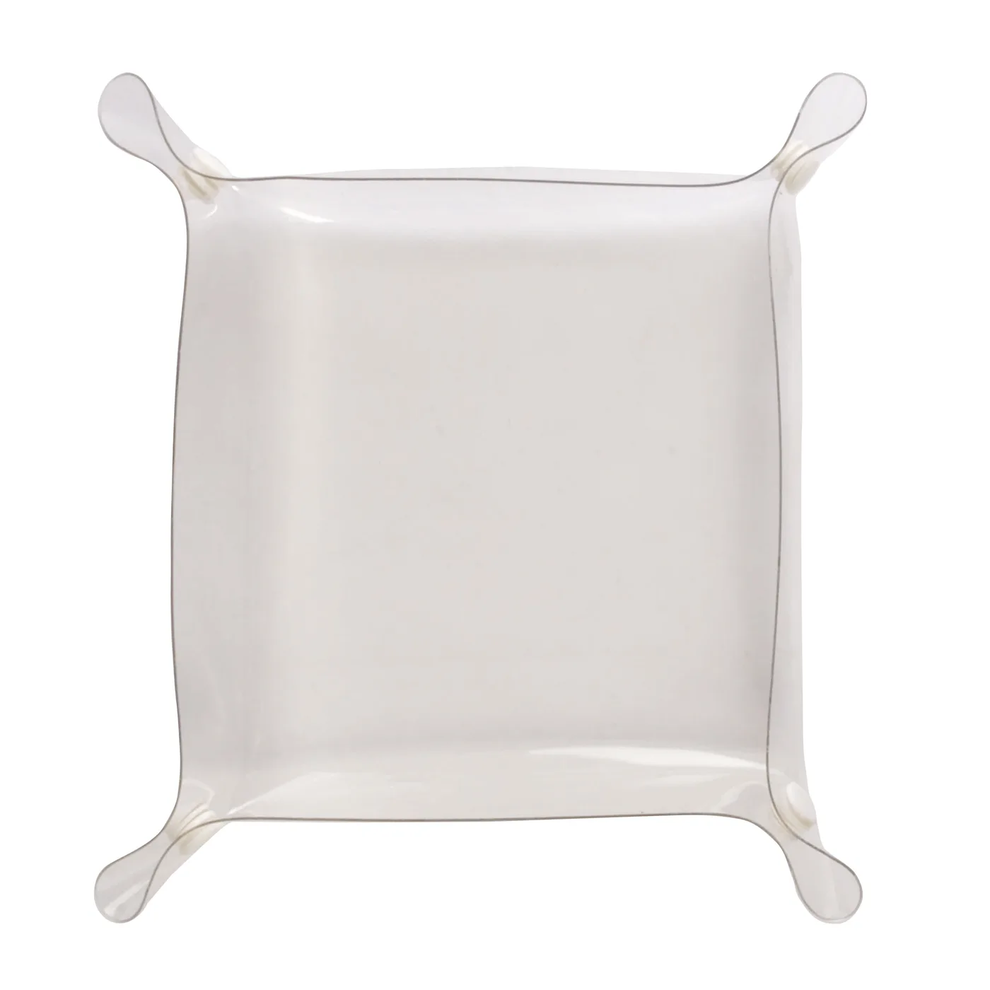 Priehľadná miska na drobnosti z PVC s bielymi plastovými patentkami (23 x 23 cm)