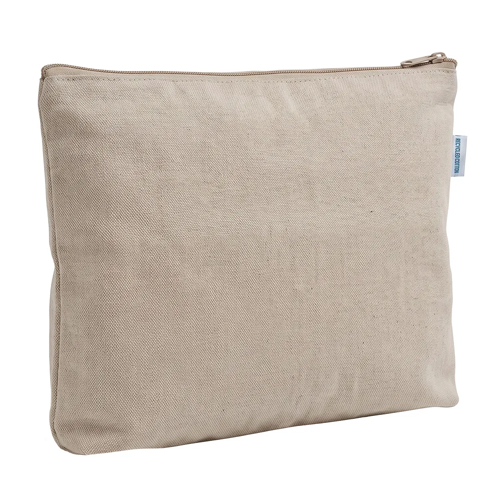Kozmetická taštička z recyklovanej bavlny 280 g/m2 na zips s dnom