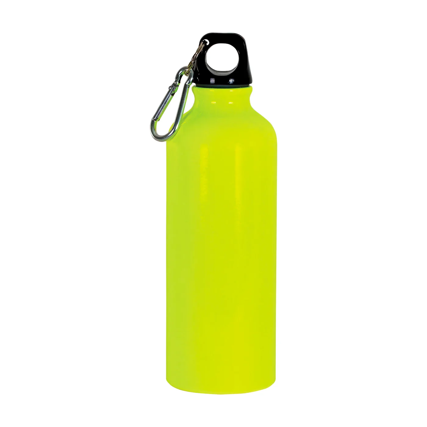 Hliníková fľaša (500 ml) s plastovým viečkom a karabínkou (výška 22 cm)
