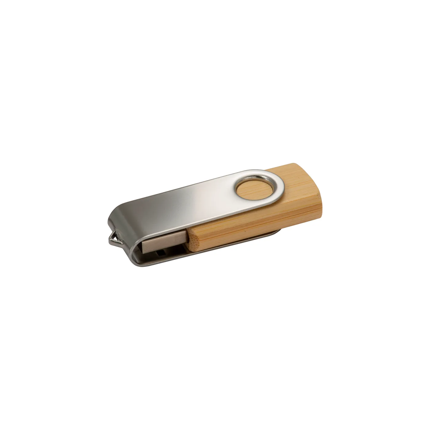 Bambusový/kovový otočný USB kľúč 4 GB