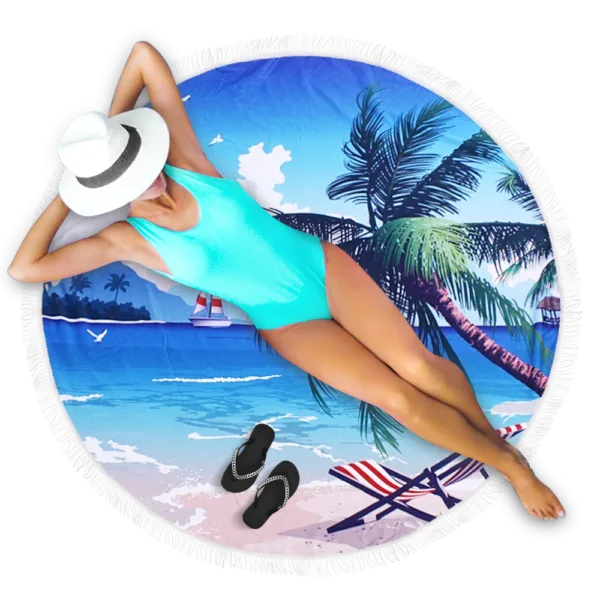 Okrúhly uterák s potlačou z mikrovlákna – Wave Active Circle