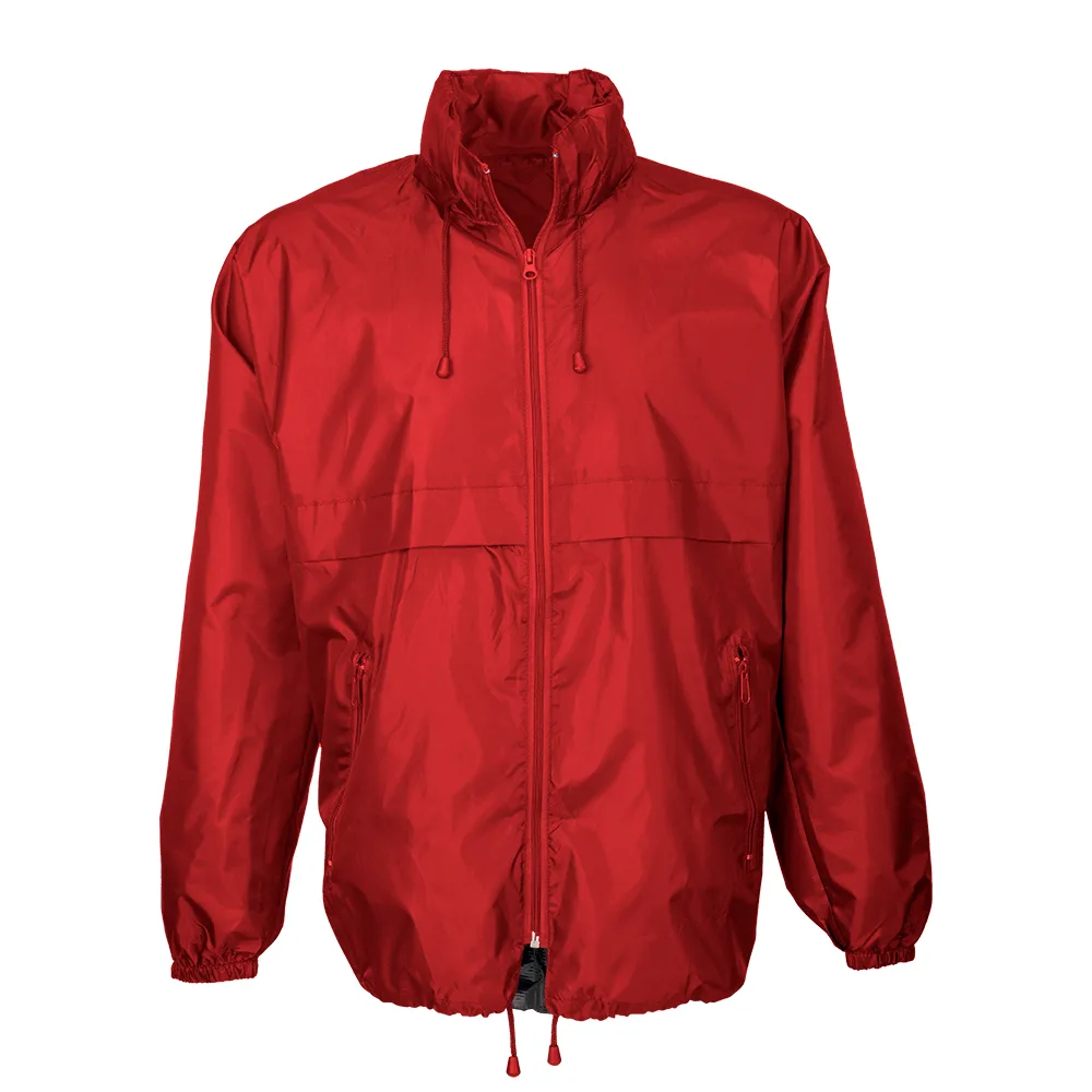 Vetrovka z polyesteru 190T so skrytou kapucňou na zips. Zloží sa do ľadvinky