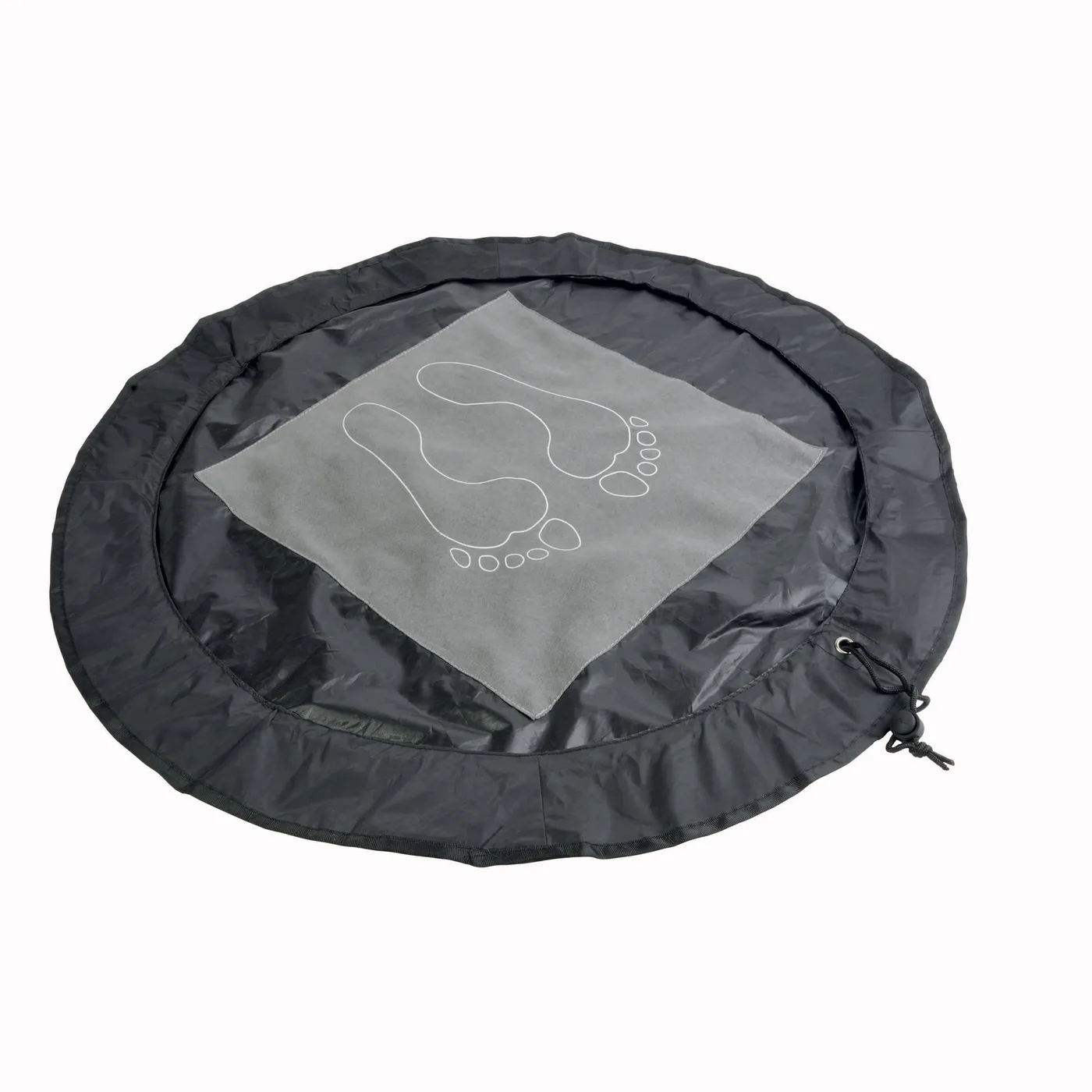 Polyesterová podložka pod nohy. Dá sa zložiť a zmeniť na tašku na vlhké oblečenie (priemer 65 cm)
