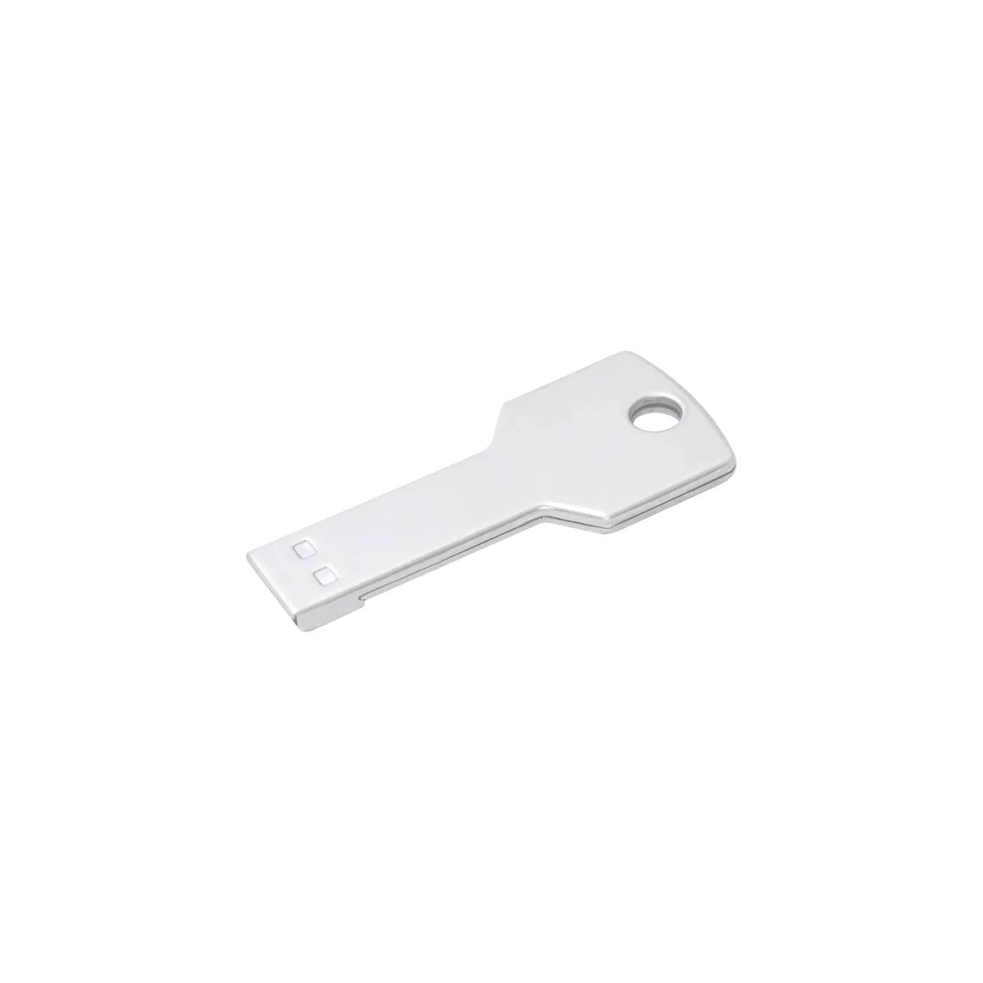 Kovový USB kľúč 4 GB v tvare kľúča s otvorom na krúžok. Nahratie dát na požiadanie
