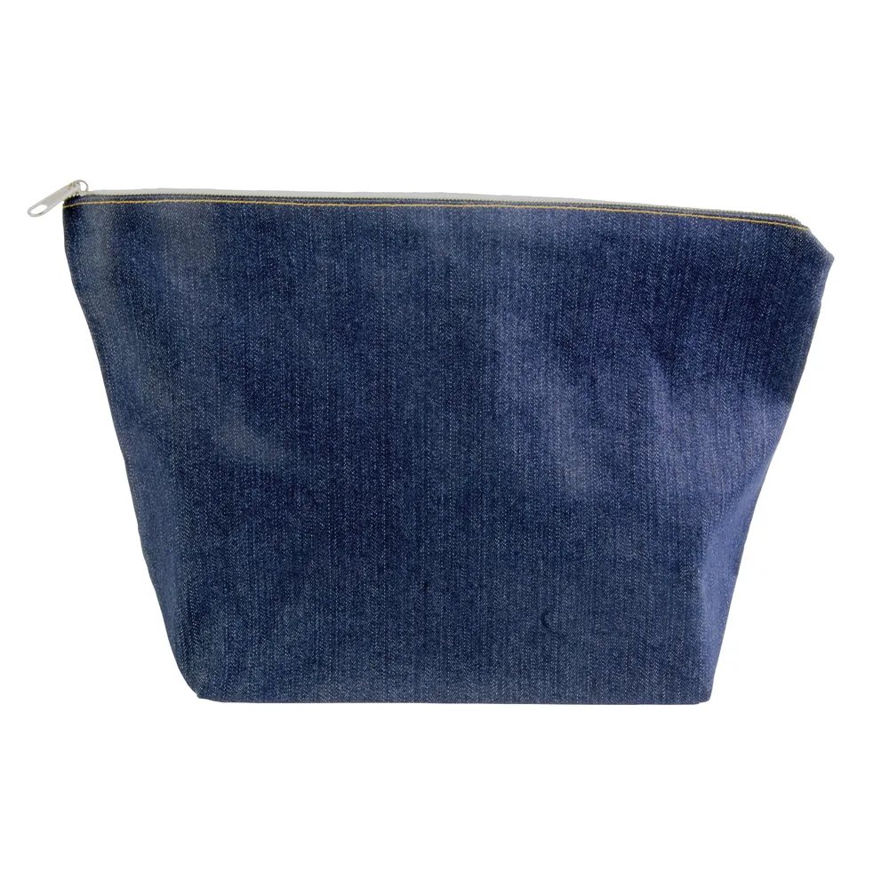 Kozmetická taštička z bavlneného denimu 220 g/m2 (85 % bavlna, 15 % polyester) na zips