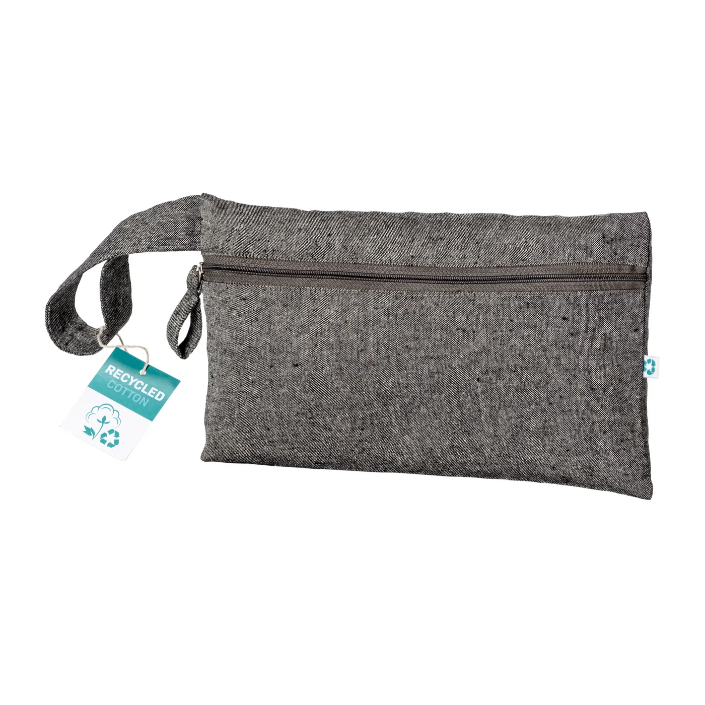 Puzdro na dokumenty z recyklovanej bavlny 180 g/m2 na zips, certifikát GRS