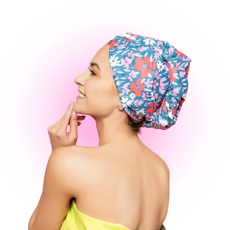 Potlačený uterák-turban na vlasy so zapínaním – Wave Joy