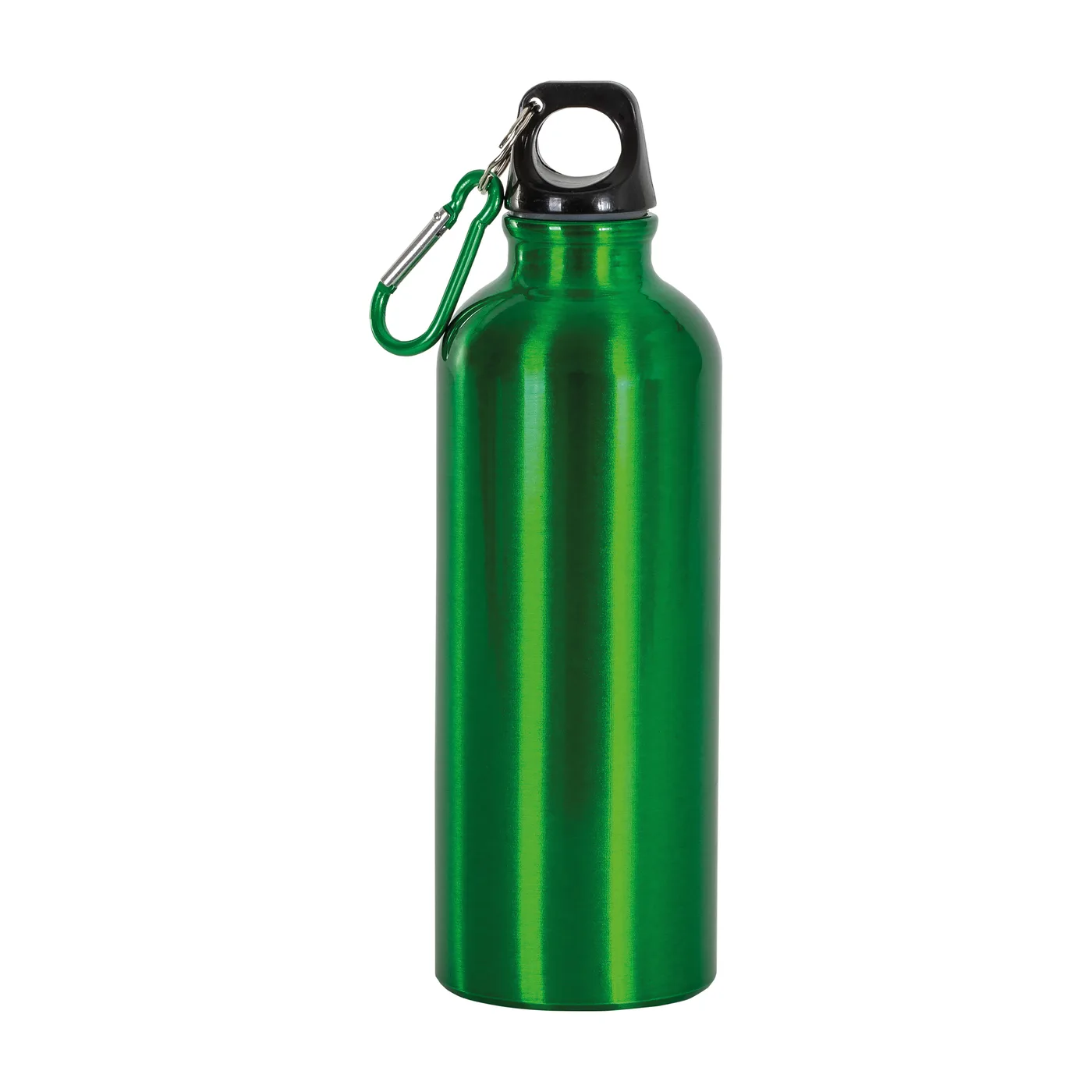 Hliníková fľaša (500 ml) s plastovým viečkom a karabínkou (výška 22 cm)