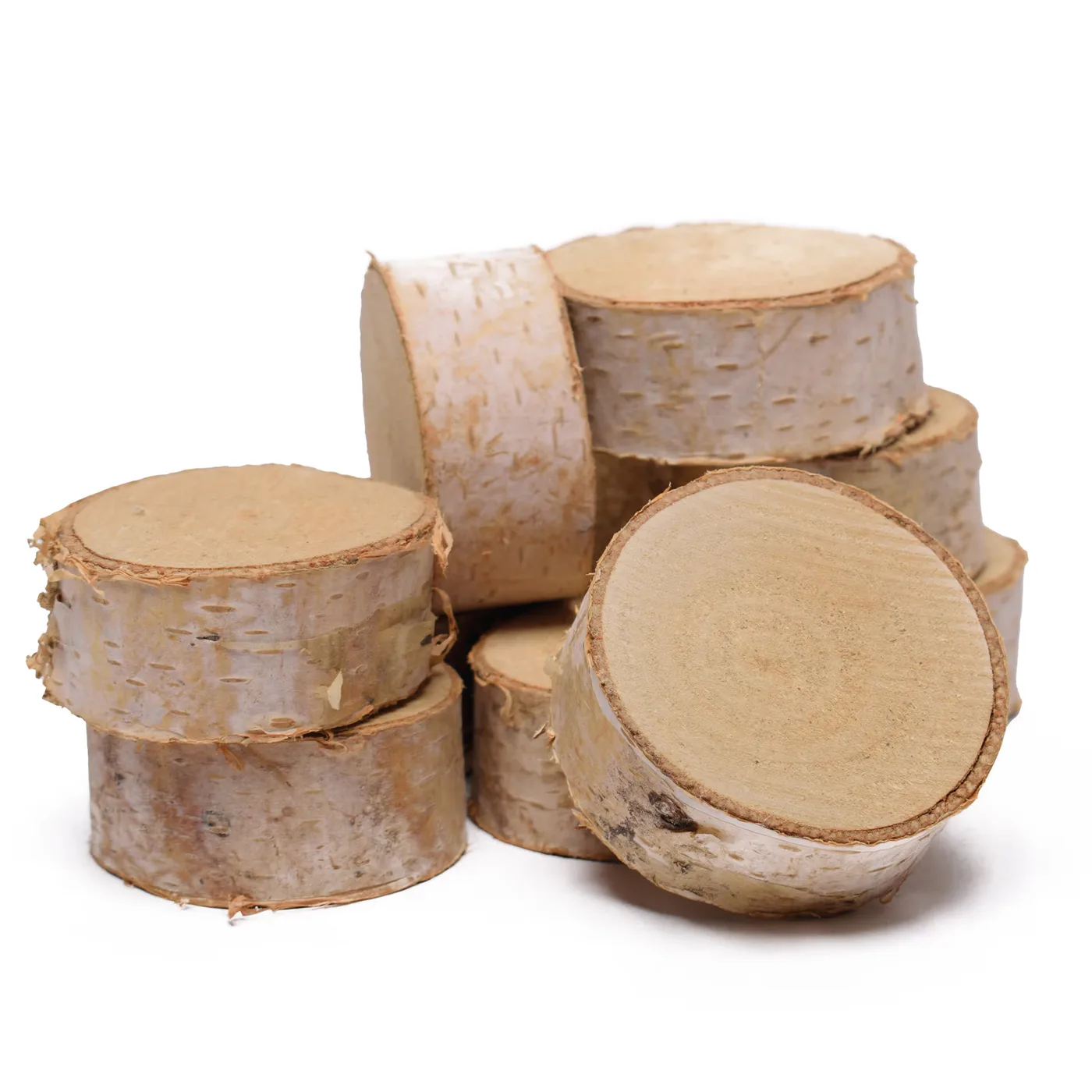 Plátky brezového dreva – 3 – 5 cm, hrúbka 2 cm, nebrúsené